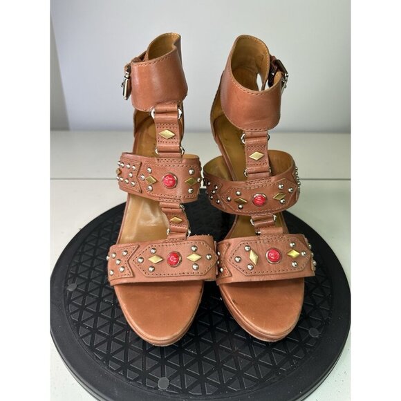 Pour La Victoire Kira Beaded Platform Heels Brown Sz 8.5 - Picture 1 of 13